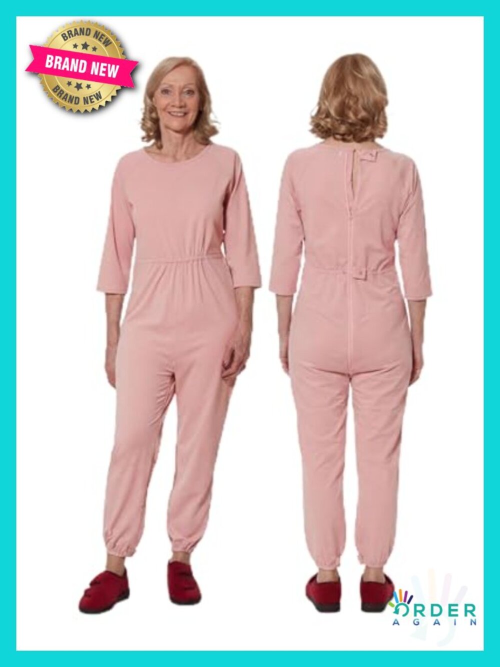 Adaptive Anti-Strip Jumpsuit with Back Zipper - Polyester Cotton Spandex